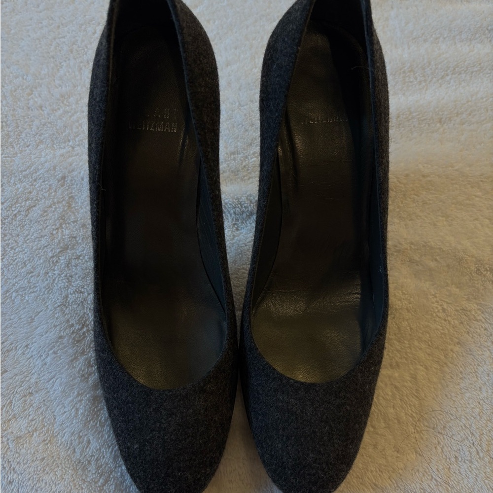 Stuart Weitzman Platswoon Dark Gray Heels